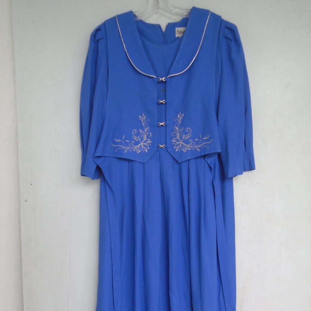 vintage Periwinkle Faux 2 Piece Formal Dress/Suit Women's Size 2X Blue (READ)